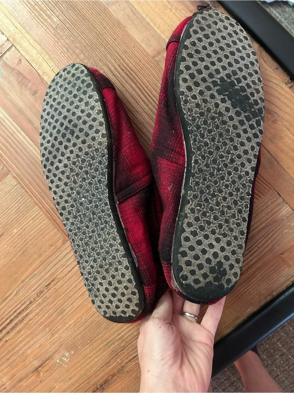 TOMS Red and Black Plaid Slip-On Shoe - Picture 4 of 4